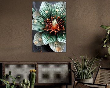 Gedetailleerde bloem in groen en oranje van Art & Soul Creations