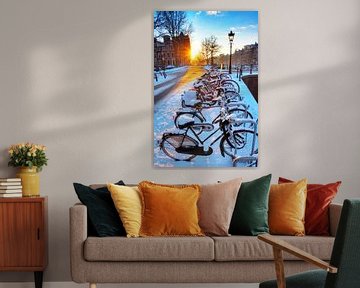 Amsterdam winter fietsen van Dennis van de Water