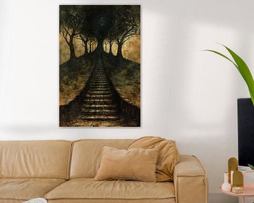 Mystical staircase through enchanted forest by Art & Soul Creations