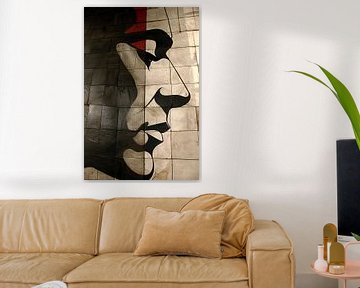 Abstract portret op moderne tegelmuur van Art & Soul Creations