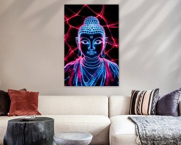 Futuristic neon Buddha with lights by Art & Soul Creations