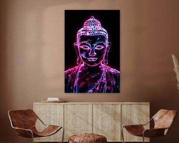Neon Boeddha met levendige kleuren van Art & Soul Creations