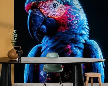 Futuristische Neon Papegaai met Licht Effecten