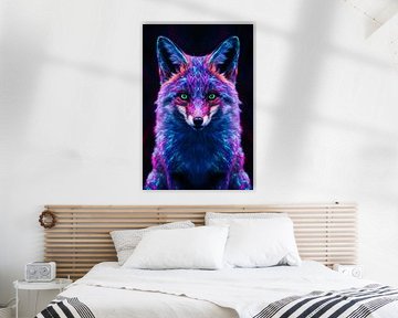 Neon vos kunstwerk met levendige kleuren