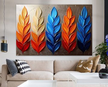 Abstracte gekleurde bladeren op neutrale achtergrond van Art & Soul Creations