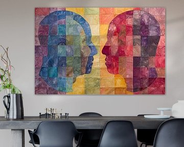 Kleurrijke abstracte hoofden in kubistische stijl