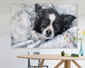 Realistisch schilderij van hond in de sneeuw van Art & Soul Creations