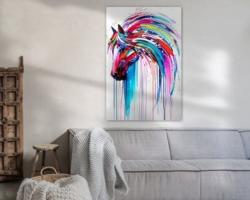 Abstract kleurrijk paardenschilderij voor moderne interieurs