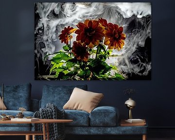 flowers with a lot of smoke