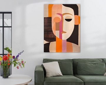 Modern en abstract portret in retro kleuren van Studio Allee
