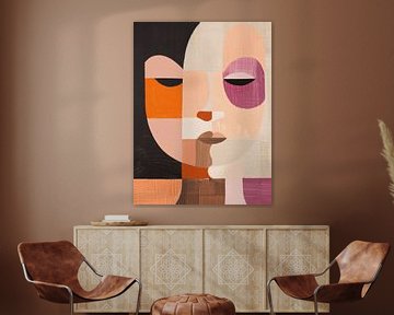 Modern and abstract portrait in retro colours