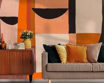 Modern en abstract portret in retro kleuren van Studio Allee