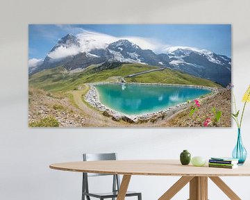 alpenlandschap Kleine Scheidegg en meer Fallbodensee, zwitserland a van SusaZoom