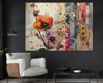 Kleurrijk Bloemenschilderij | Gemengde Techniek Bloemen van Kunst Kriebels