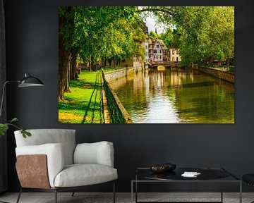 Bäume und Kanal im Viertel Petite France, Straßburg von Stefano Orazzini
