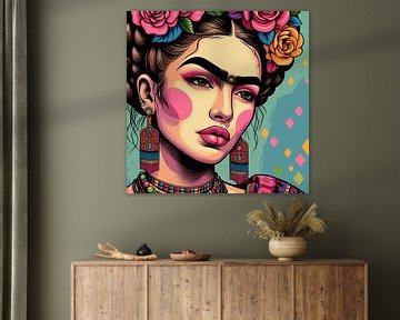 Frida’s Facetten: Kleurrijke Canvas van Kracht van Nicole Habets