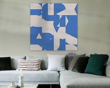 Abstracte kunst in blauw en wit nr. 1 van Dina Dankers