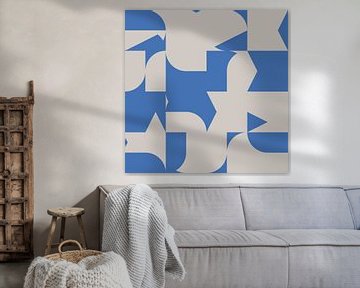 Abstracte kunst in blauw en wit nr. 3 van Dina Dankers