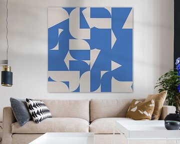 Abstracte kunst in blauw en wit nr. 6 van Dina Dankers