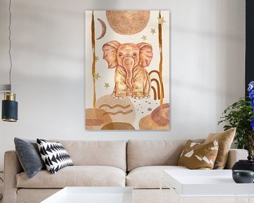 Aquarelposter voor een kinderkamer in boho-stijl