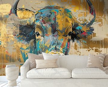 Malerei Stier Gold von Kunst Laune