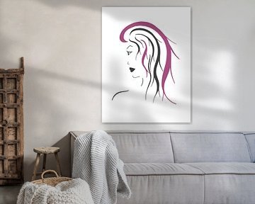 Rosie - vrouw met roze-zwart haar van Stinis illustraties