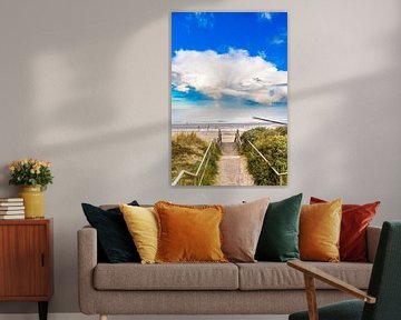 Mooie wolkenluchten boven het strand bij Domburg (staand) van Danny Bastiaanse