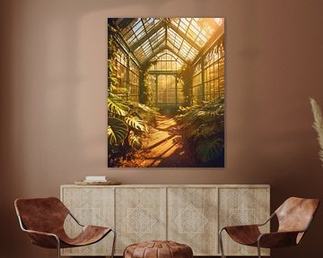 Monstera botanical dream in a golden frame van Bianca van Dijk