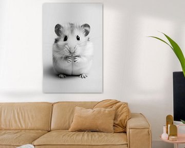 Hamster in zwart-wit van Poster Art Shop