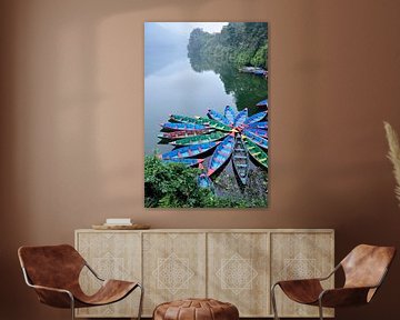 Canoes in Pokhara, Nepal by Herman Coumans