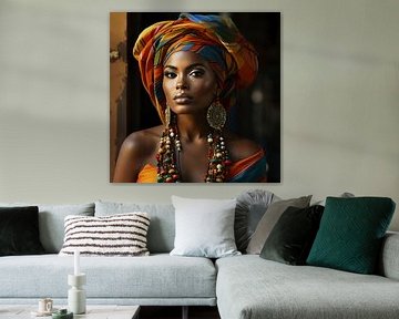Kleurrijk Portret Afrikaanse Vrouw van Lisanne Elzinga