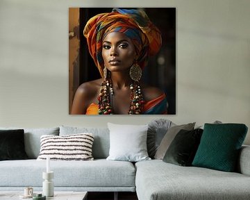 Kleurrijk Portret Afrikaanse Vrouw