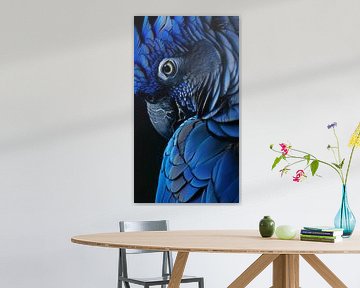 Blauwe papagaai van Koffie Zwart