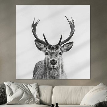 Schwarz-Weiß Hirsch-Porträt