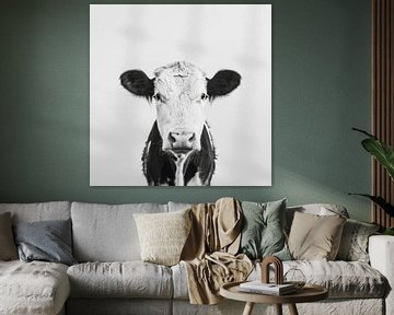 Koe in zwart-wit van Poster Art Shop