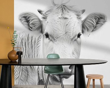 Cow in black and white by Poster Art Shop