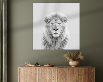 Leeuw in zwart-wit van Poster Art Shop