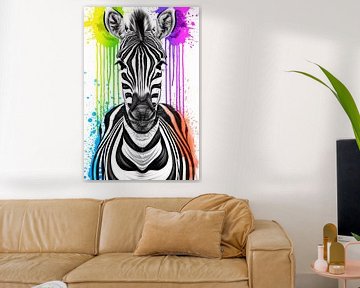 Colourful Zebra Street Art Print by Art & Soul Creations