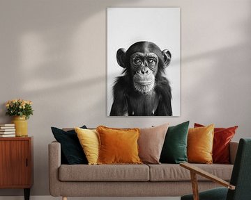 Schimpanse in Schwarz-Weiß von Poster Art Shop