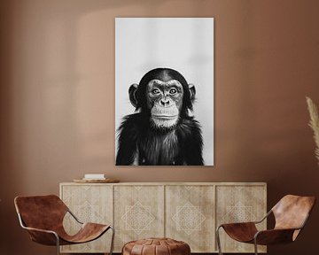 Schimpanse in Schwarz-Weiß von Poster Art Shop