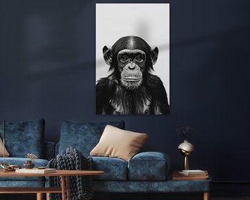 Schimpanse in Schwarz-Weiß von Poster Art Shop