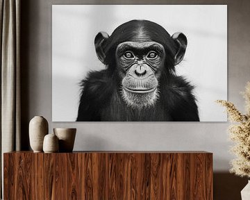 Schimpanse in Schwarz-Weiß von Poster Art Shop
