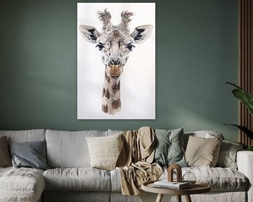 Detailed painting of a giraffe face by Art & Soul Creations