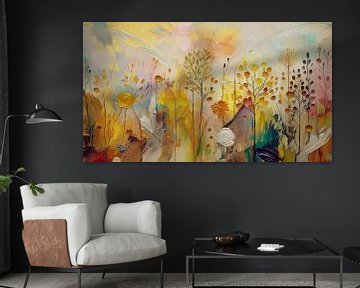 Bijzonder zomers bloemenveld schilderij: Gouden Grassen in de berm van Studio Pieternel