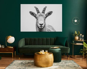 Steenbok in zwart-wit van Poster Art Shop