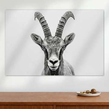 Steinbock in Schwarz-Weiß