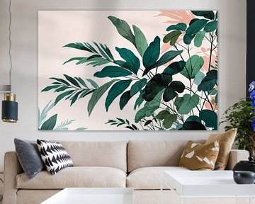 Japandi stijl botanisch kunstwerk met bladeren van Art & Soul Creations