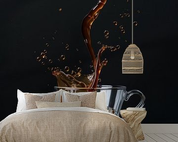 Dynamische koffie - artistieke momentopname in beweging van Poster Art Shop