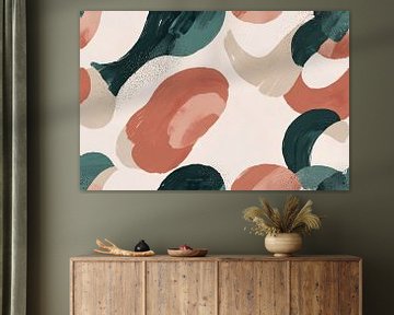 Japandi stijl abstract schilderij met aardetinten van De Muurdecoratie