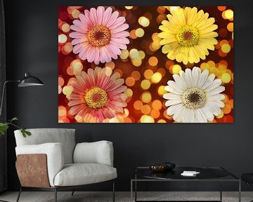 Kleurrijke bloemen met sprankelende lichten achtergrond van Art & Soul Creations